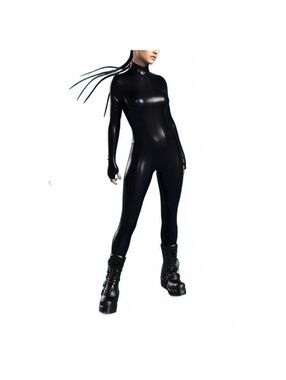 Black Full Body Candy Catz Catsuit with Long Sleeves and High Neck